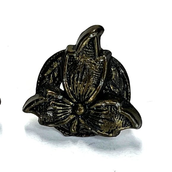 VTG 40's Art Nouveau Carved Floral Bow Earrings Fashion - Picture 2 of 5